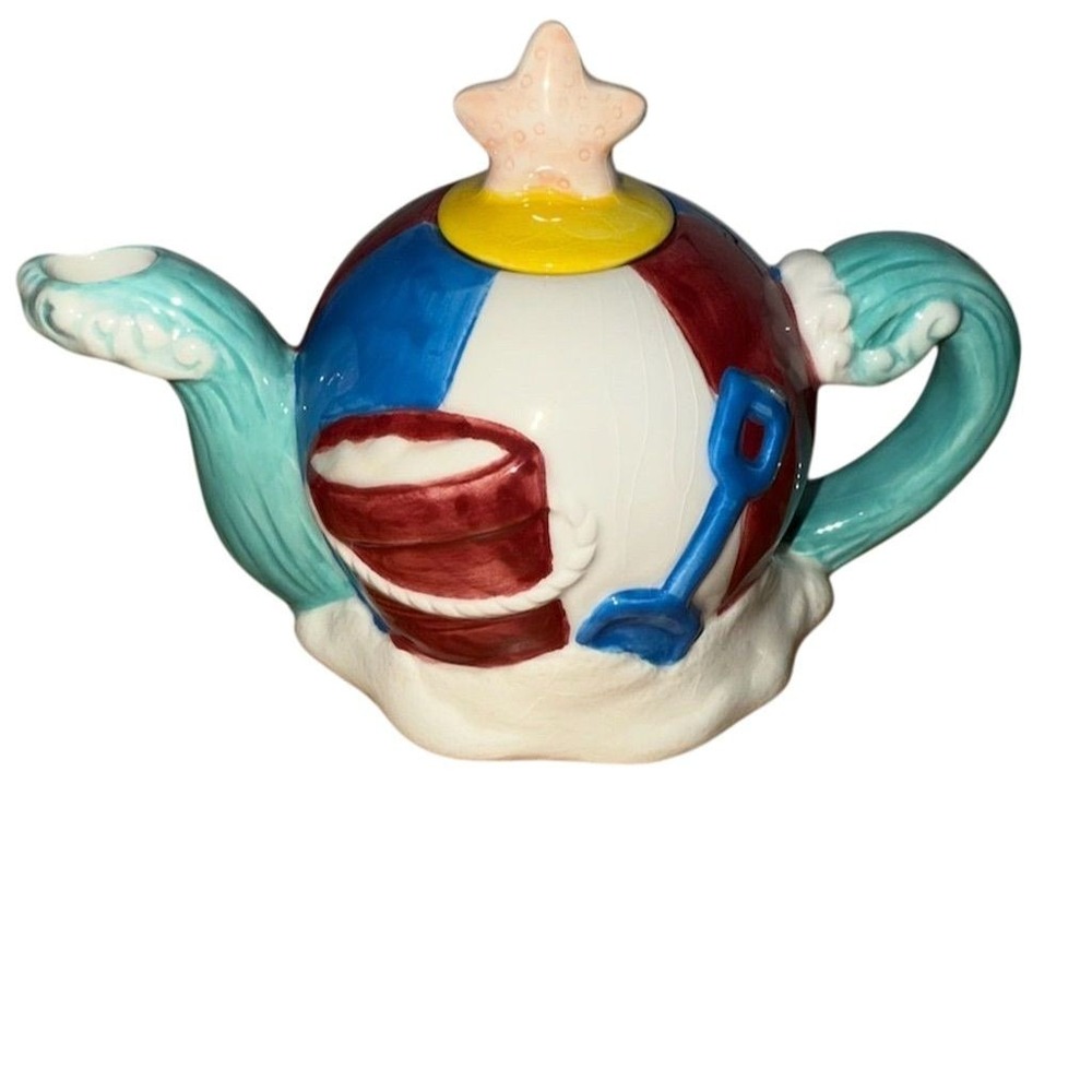 Oneida Vintage Beach‎ Themed Miniature Ceramic Teapot Figurine rare beach house
